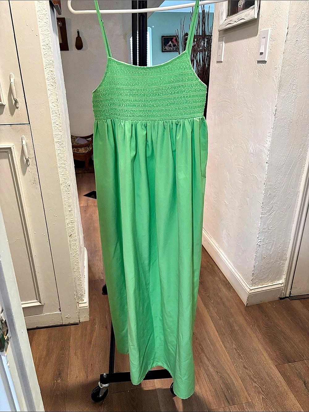 Zara Smocked Maxi Dress in Green Size XS